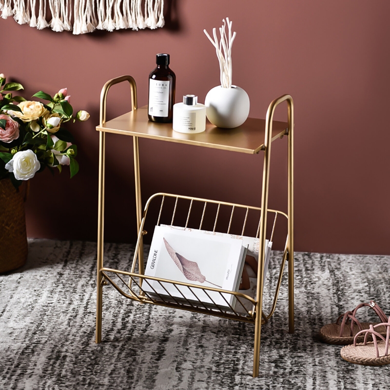 Modern Gold 2-Tier Iron End Table