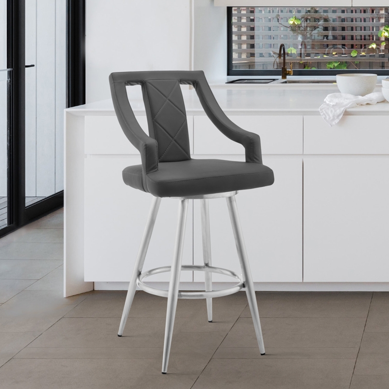 Swivel Bar and Counter Stool with Tufted Back