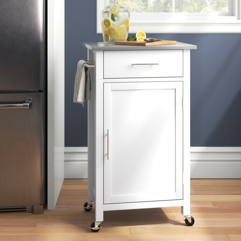 Compact Kitchen Cart with Stainless Steel Countertop