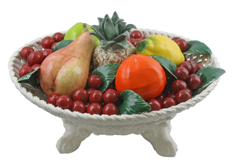 Italian Capodimonte Porcelain Fruit Basket