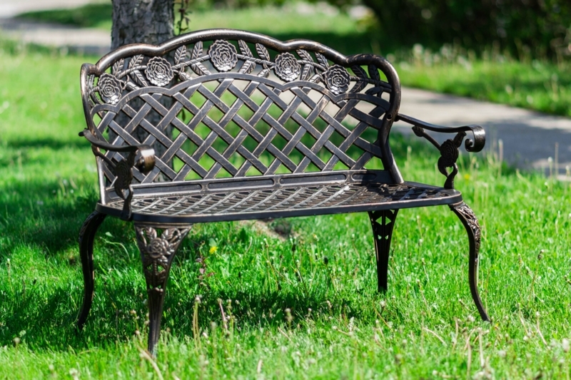 Bronze-Colored Lattice Garden Bench