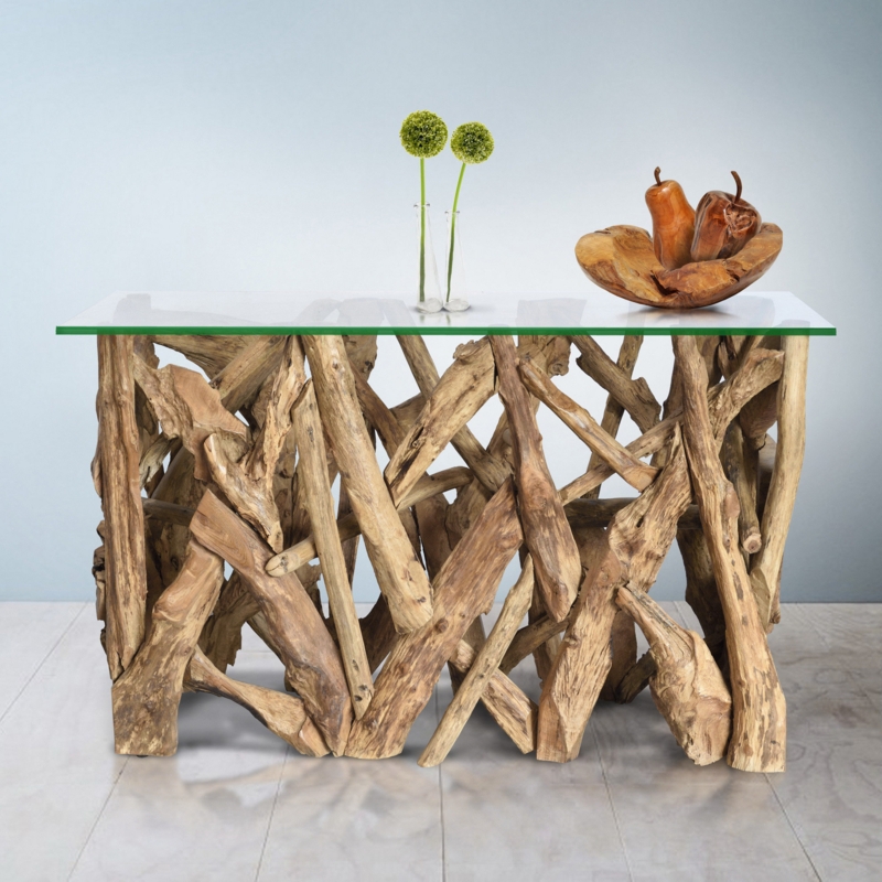 White driftwood store console table