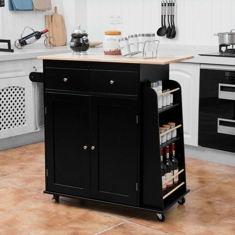 Kitchen Cart with Spacious Storage and Mobility