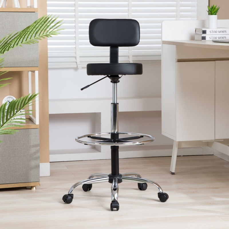Adjustable Drafting Stool with Swivel Caster Wheels