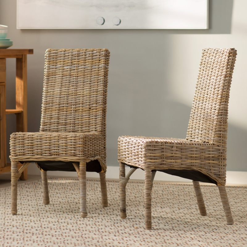 Mango Wood and Wicker Side Chair