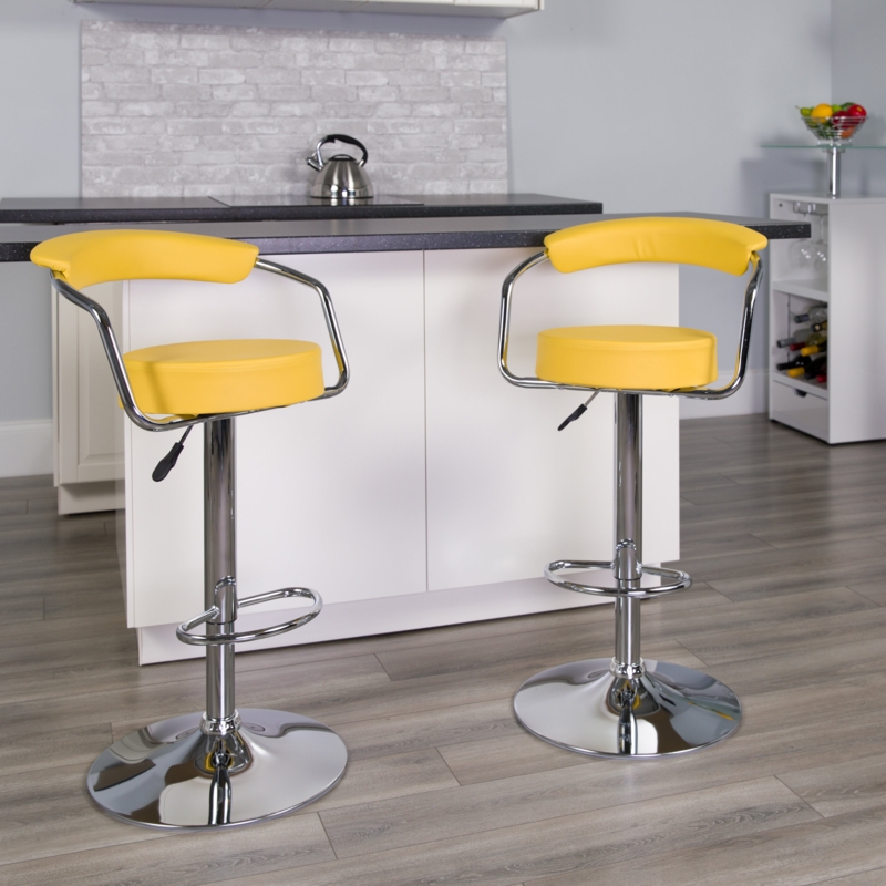 Retro Adjustable Height Barstool with Chrome Arms