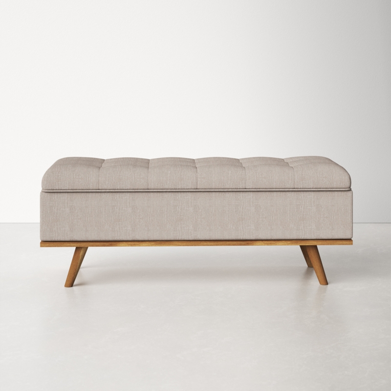 Upholstered Storage Bench with Tufted Design