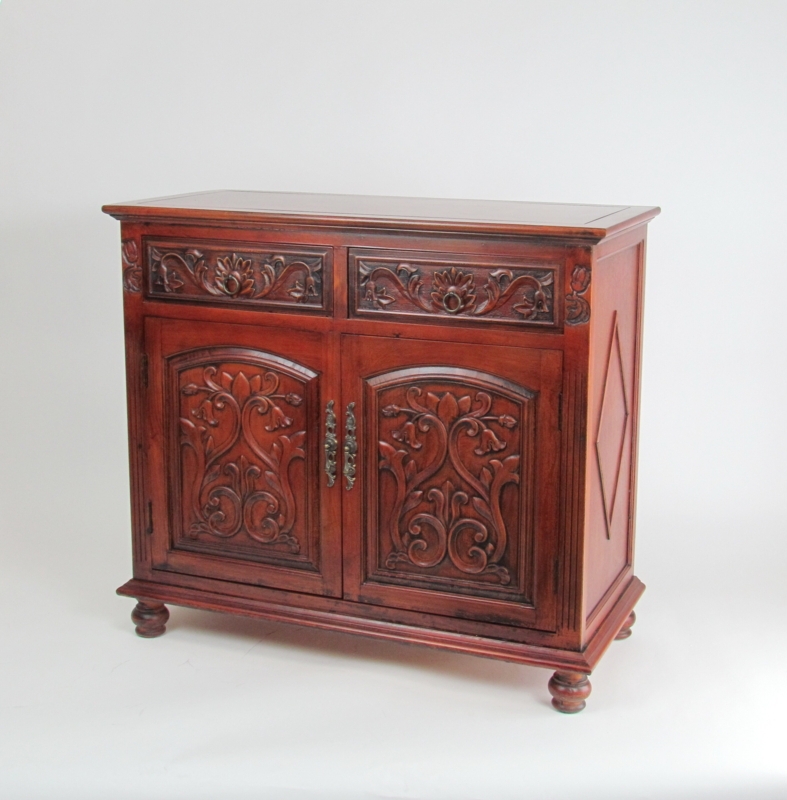 Traditional Wooden Cabinet with Drawers and Doors