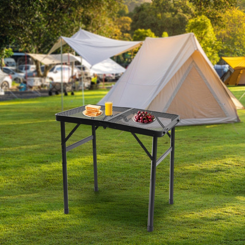 Folding Iron and Aluminum Camping Table