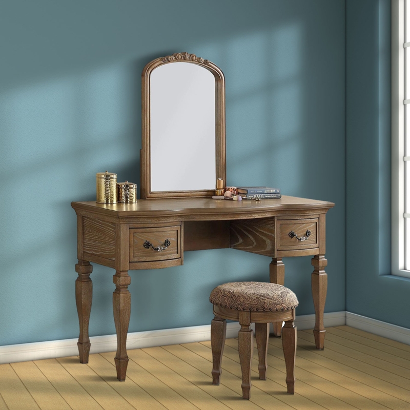 Classic Vanity Set with Mirror and Stool