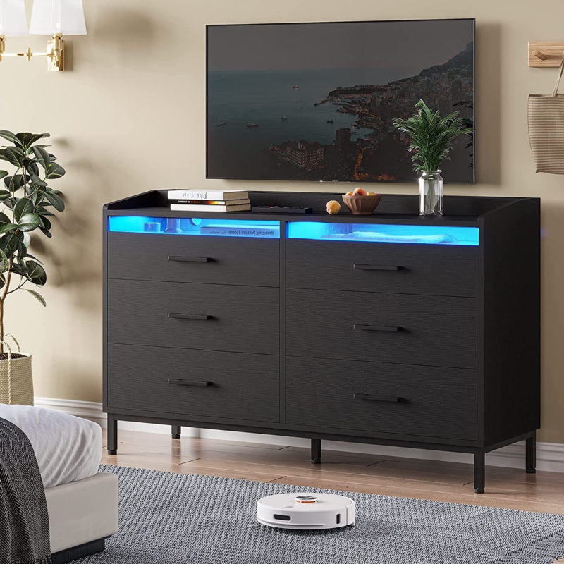 Modern LED Dresser with Spacious Drawers