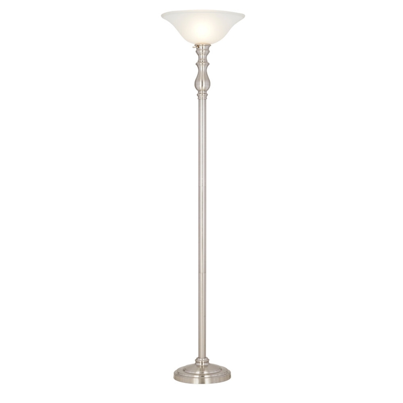 Vintage Painted Bronze Floor Lamp with Frosted Glass Shade