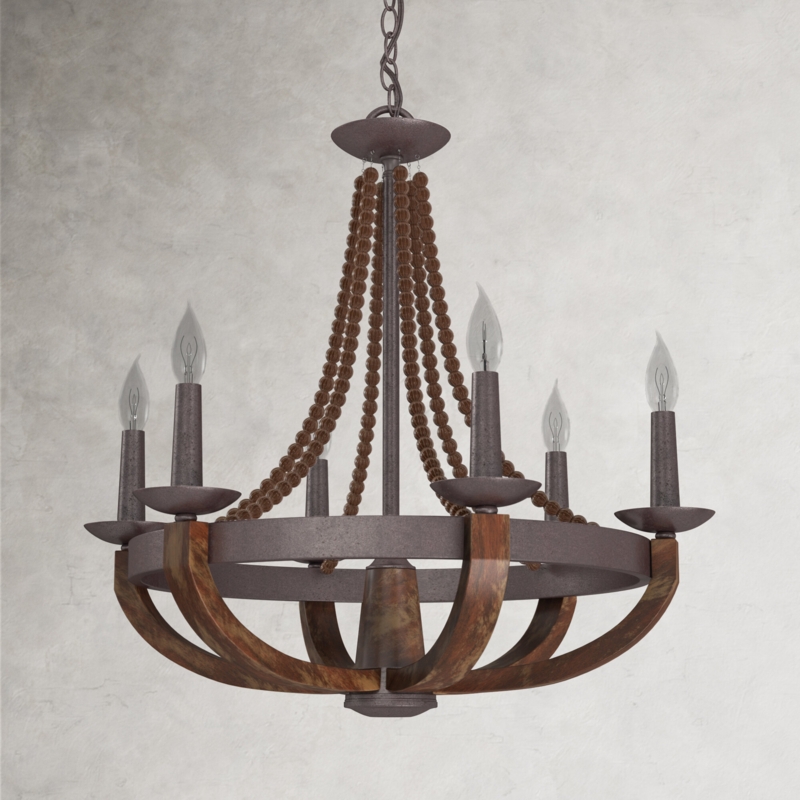 Modern Farmhouse Wood and Metal Chandelier