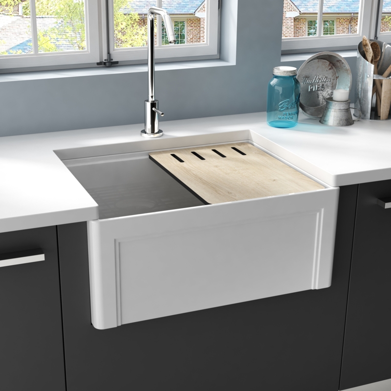 Galley-Style Apron Front Sink with Accessories