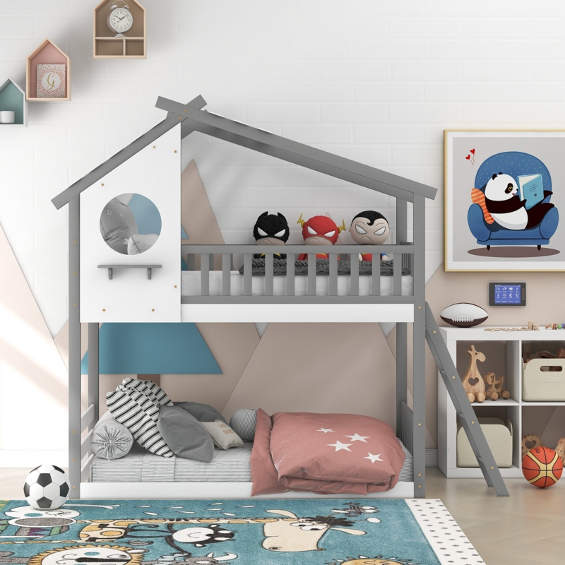 Twin-Over-Twin Playhouse Bunk Bed