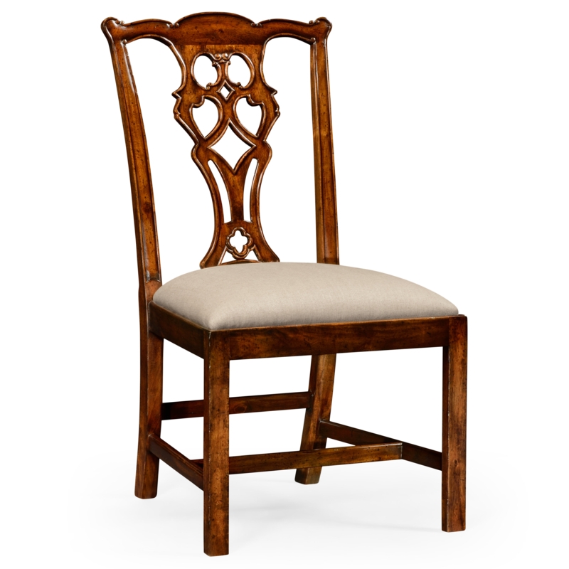 Elegant Striped Dining Chair with Bamboo Backrest