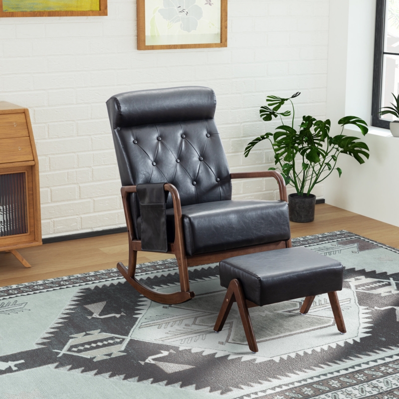 Mid-Century Upholstered Rocking Chair