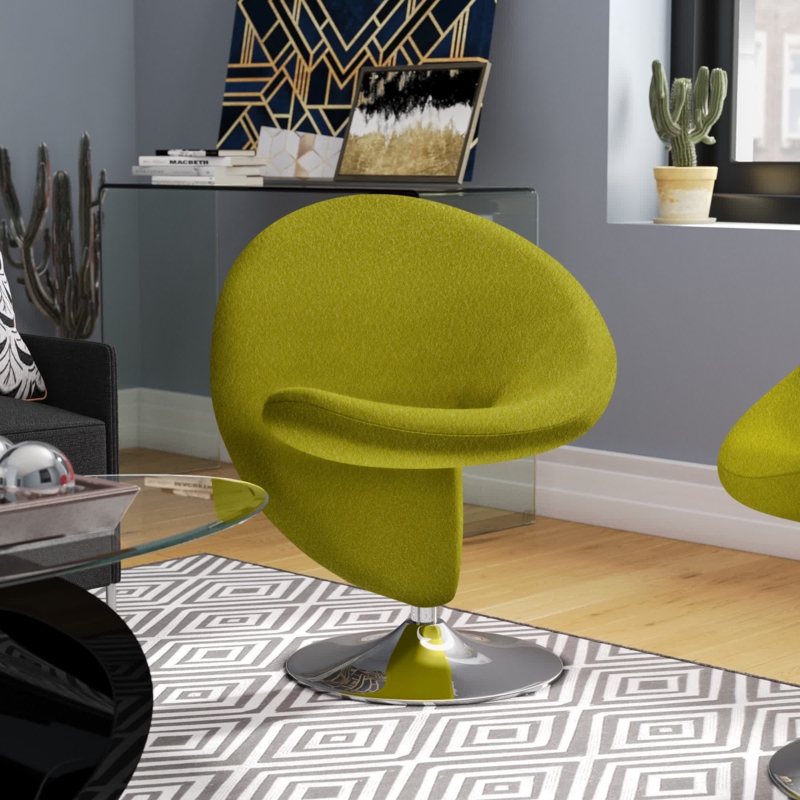 Swivel Lounge Chair with Wool Upholstery