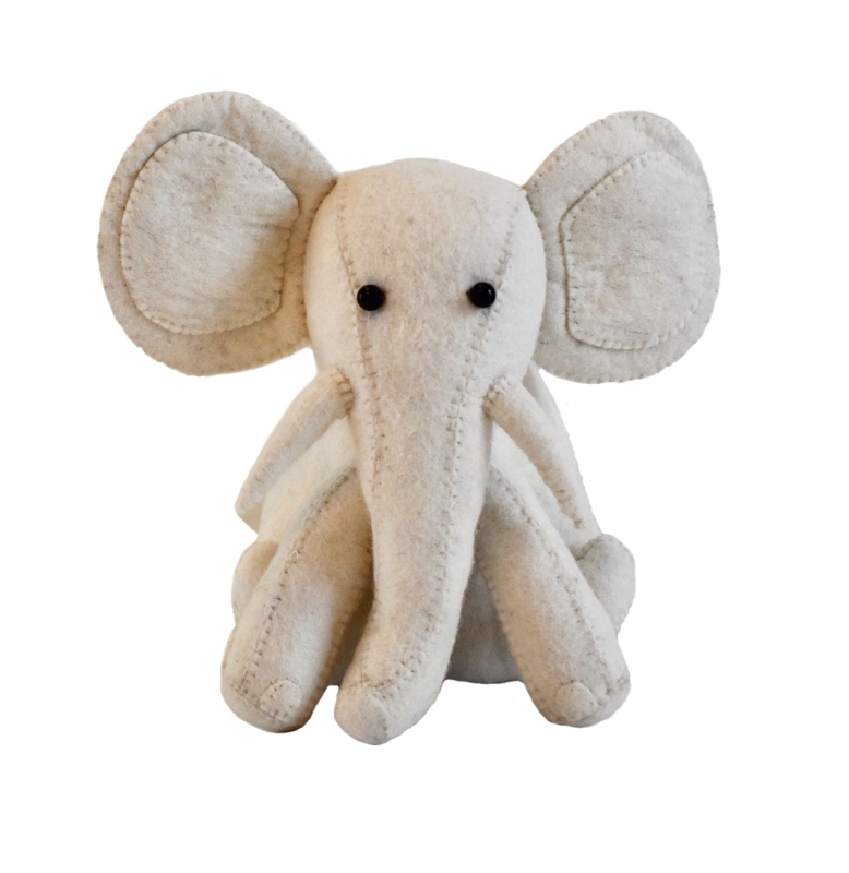 Elephant Hand-Felted Wool Weighted Floor Stop
