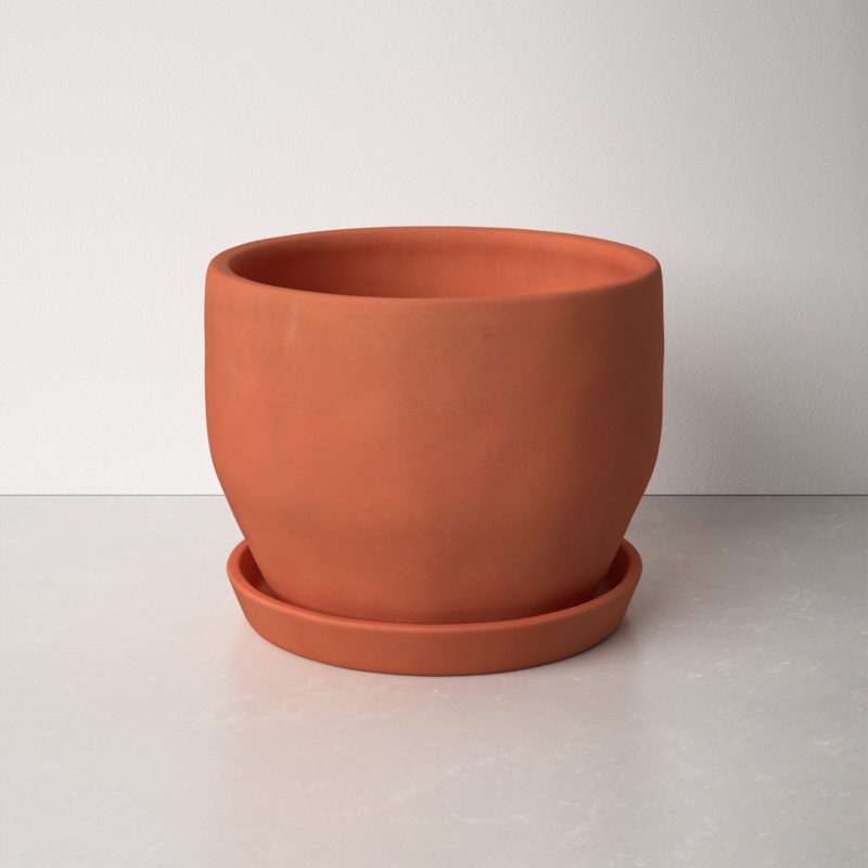 Terracotta Pot with Drainage Hole & Saucer