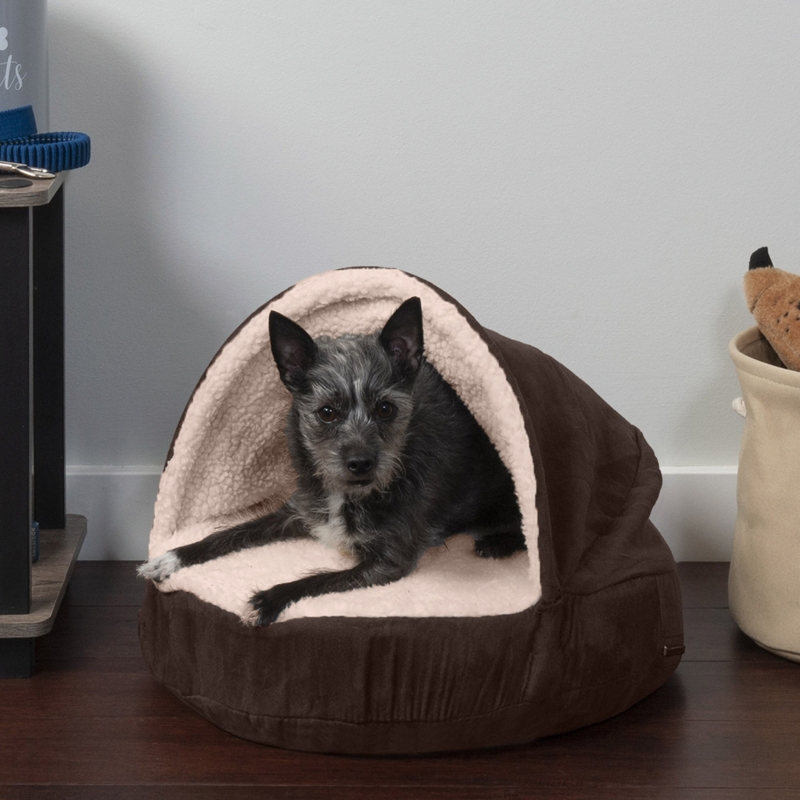 Hooded Snuggle Pet Bed with Orthopedic Foam