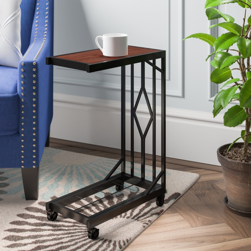 Sleek Rolling End Table with Removable Wheels
