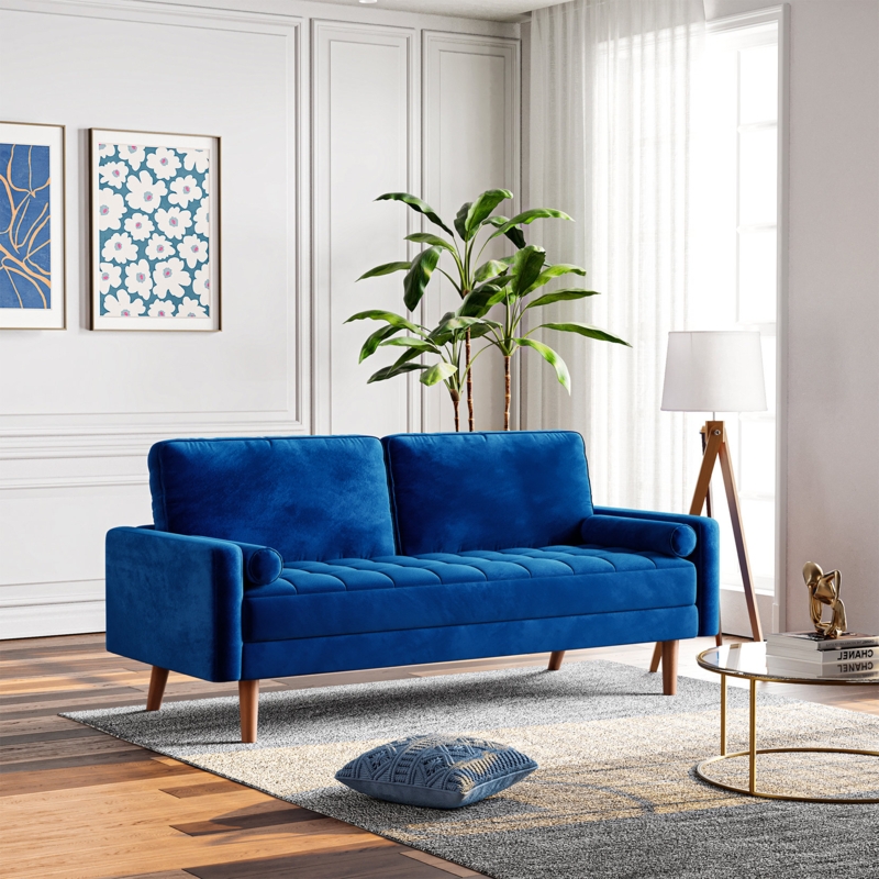 Deep Velvet Sofa Set with Wood Frame