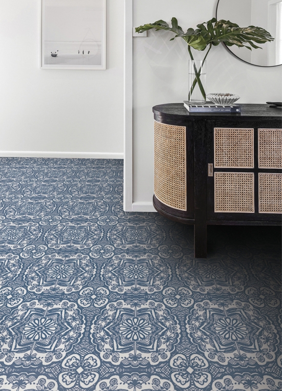 Blue Bohemian Peel-and-Stick Floor Tiles