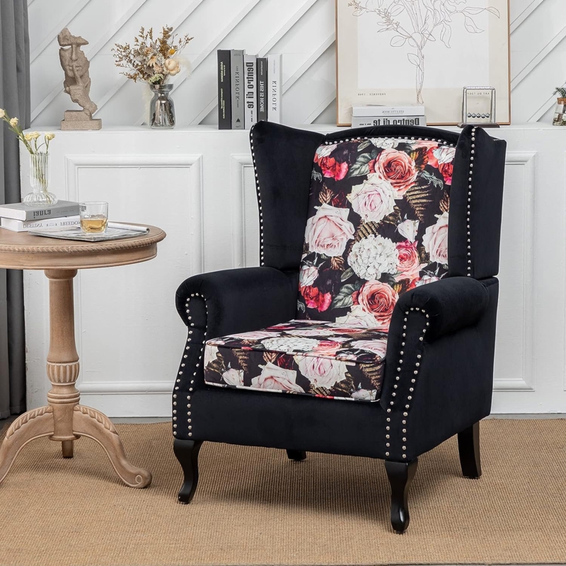 PU Leather Upholstery Chair with Floral Texture