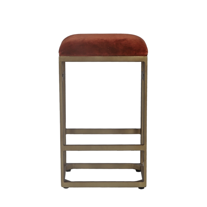 Marble and Reclaimed Iron Counter-Height Stool