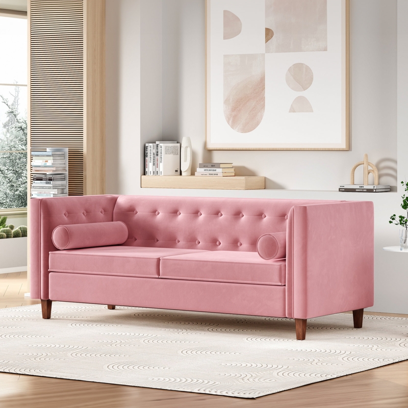 Velvet Upholstered Pull-Point Sofa