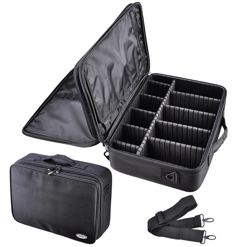 2-Tier Portable Makeup Bag with Multiple Compartments