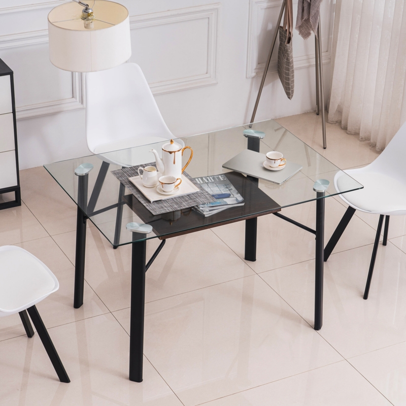 Chic Glass Dining Table with Angled Legs