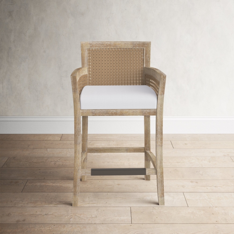 Elegant High-Back Counter Stool with Cane Sides