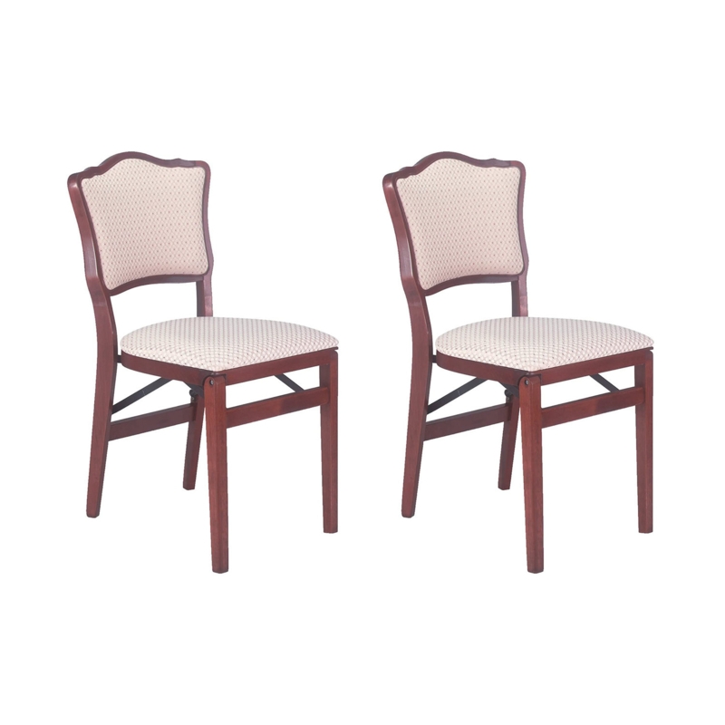 French Fabric Upholstered Seat Folding Chair Set