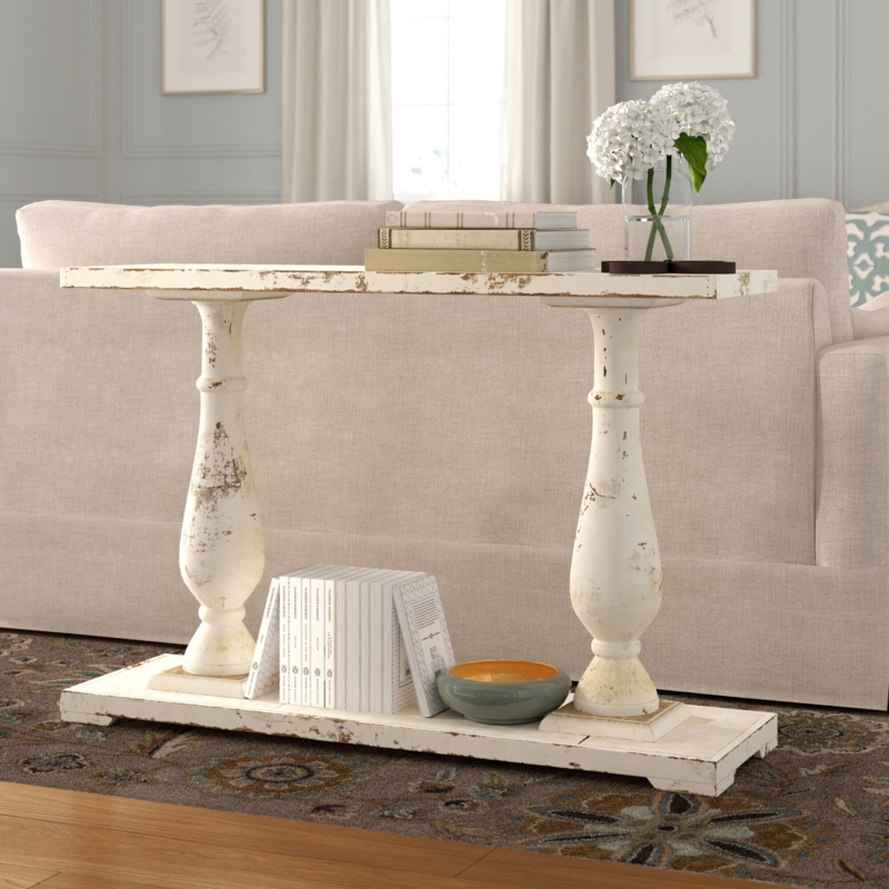 Rustic White Wood Console Table