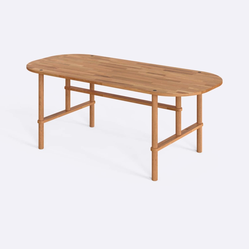 Modern Beech Wood Dining Table with Oval Corners