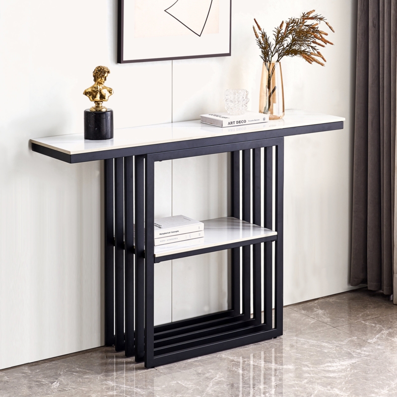Sintered Stone and Metal Console Table