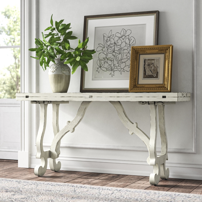 Solid Wood Console Table with Drop Leaves