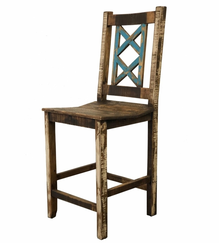 Rustic Country Solid Pine Wood Bar Stool