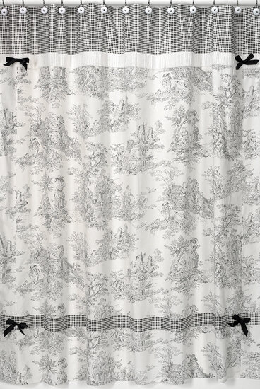 Elegant French Toile Cotton Shower Curtain