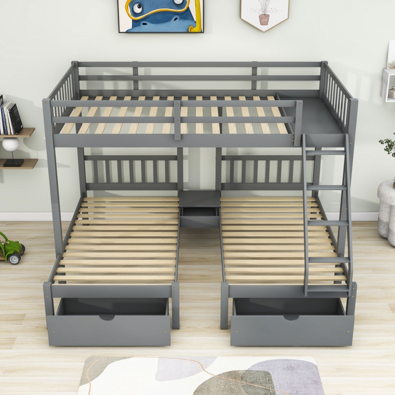 Triple Bunk Bed with Storage Drawers
