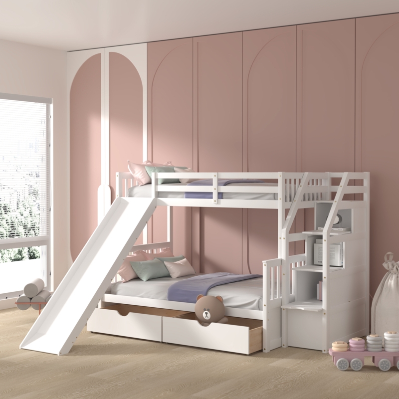 Multi-functional Bunk Bed with Storage and Slide