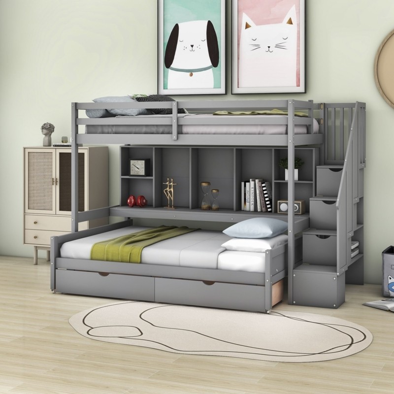 Twin Over Full Bunk Bed With Stairs - Ideas on Foter