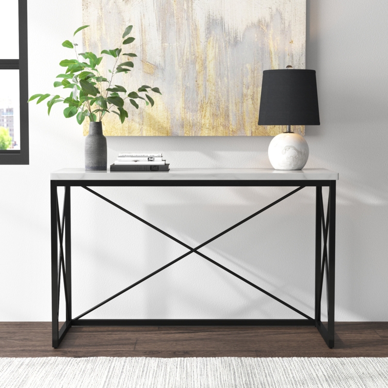 Marble Top Console Table with Iron Base