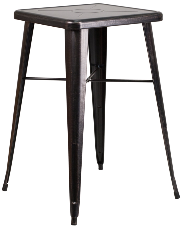 Compact Indoor-Outdoor Metal Bar Height Table