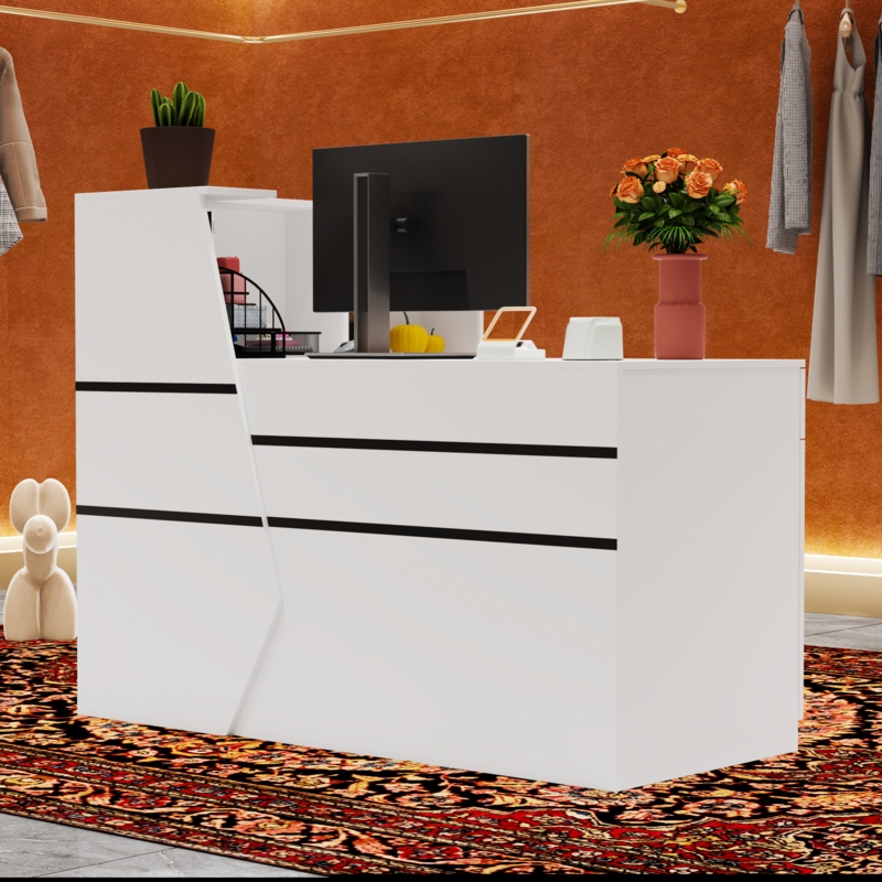 L-Shaped Reception Desk with Storage