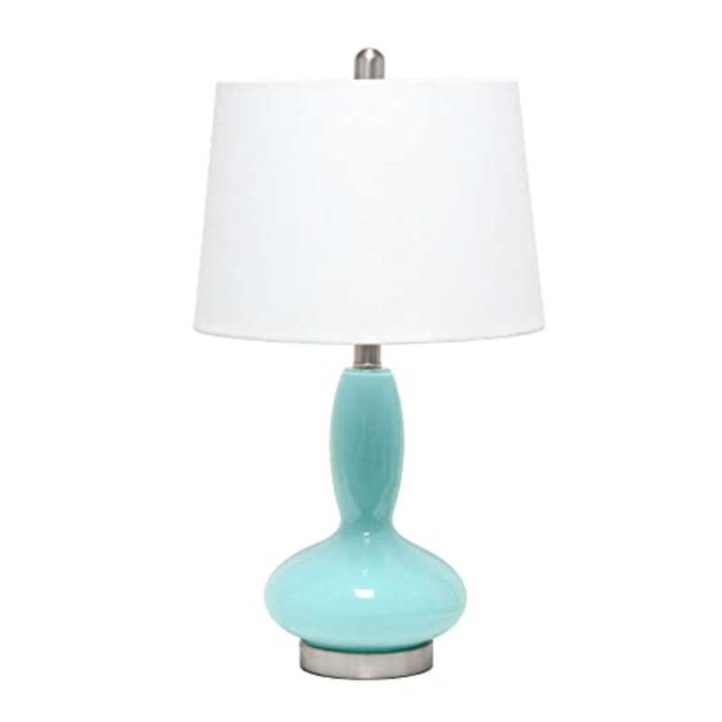 Glass Jar Table Lamp with Fabric Drum Shade