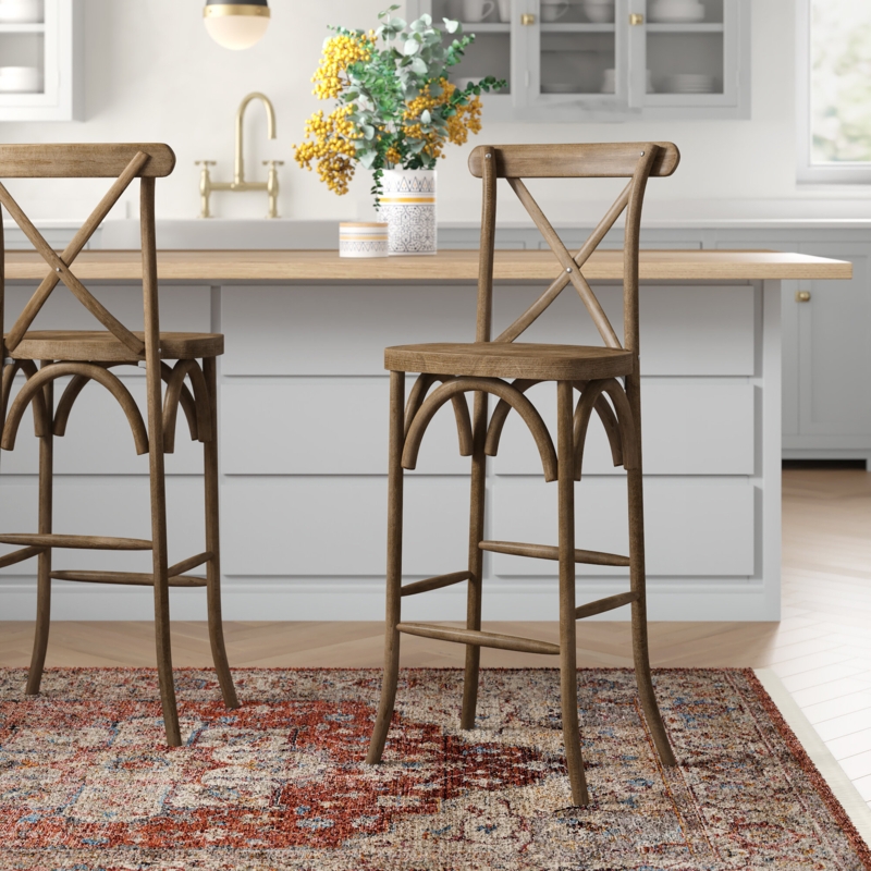 Cross Back Barstool with Smooth Finish