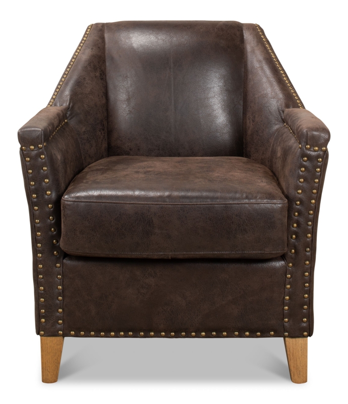Leather Granville Chair with Nailhead Trim